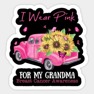 Sunflower Truck I Wear Pink For My Grandma Breast Cancer Awareness Sticker